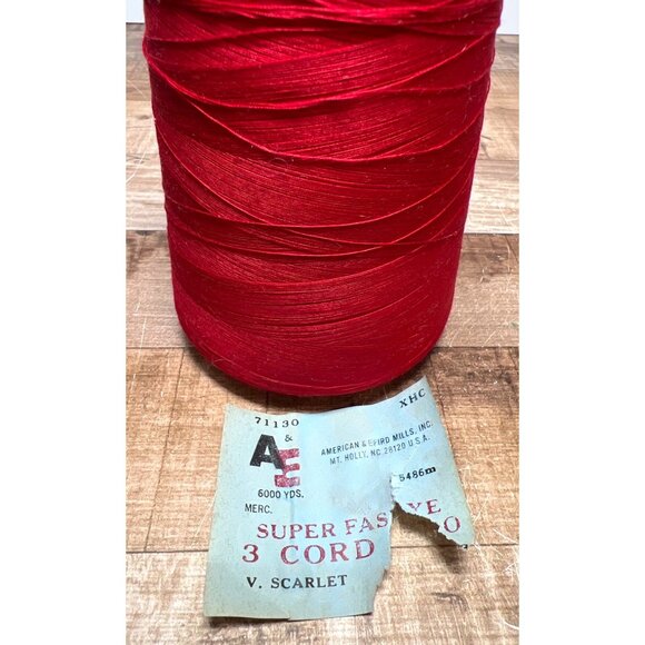 Large Vintage Red Industrial Sewing Thread Cone 6000 Yards Super Fast 3 Cord - Picture 2 of 4
